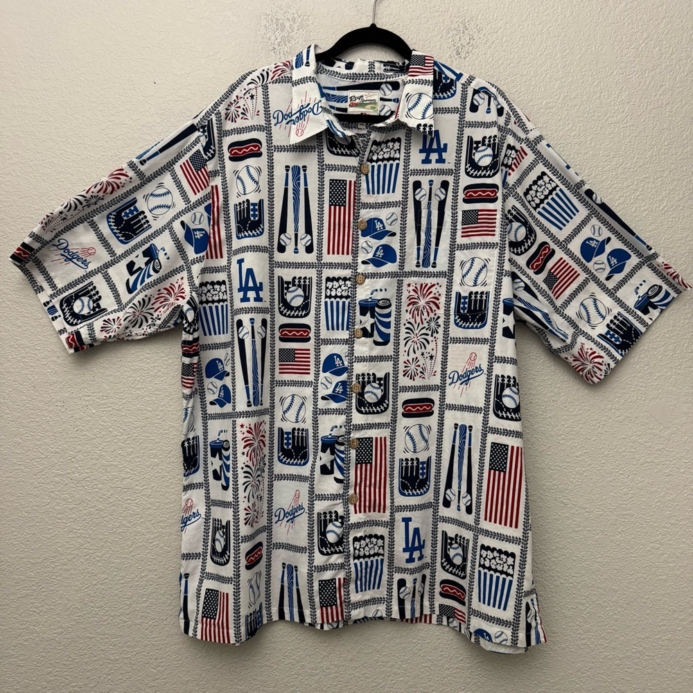 Reyn Spooner Los Angeles Dodgers Short Sleeve Button Front Shirt MLB Hawaii 3XL
